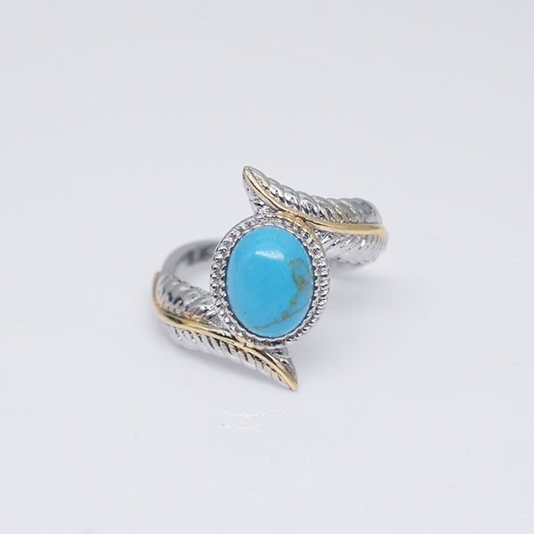 Magnificent Women's Jewelry White Gold Filled Turquoise Feather  Cocktail Party Rings Bridal Wedding
