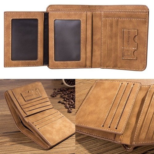 High quality men's retro matte PU leather  Wallets Wholesale short leather wallets for men