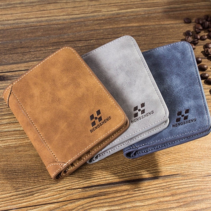 High quality men's retro matte PU leather  Wallets Wholesale short leather wallets for men