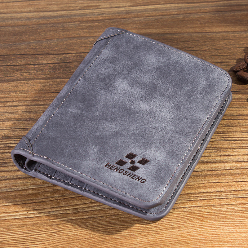 High quality men's retro matte PU leather  Wallets Wholesale short leather wallets for men