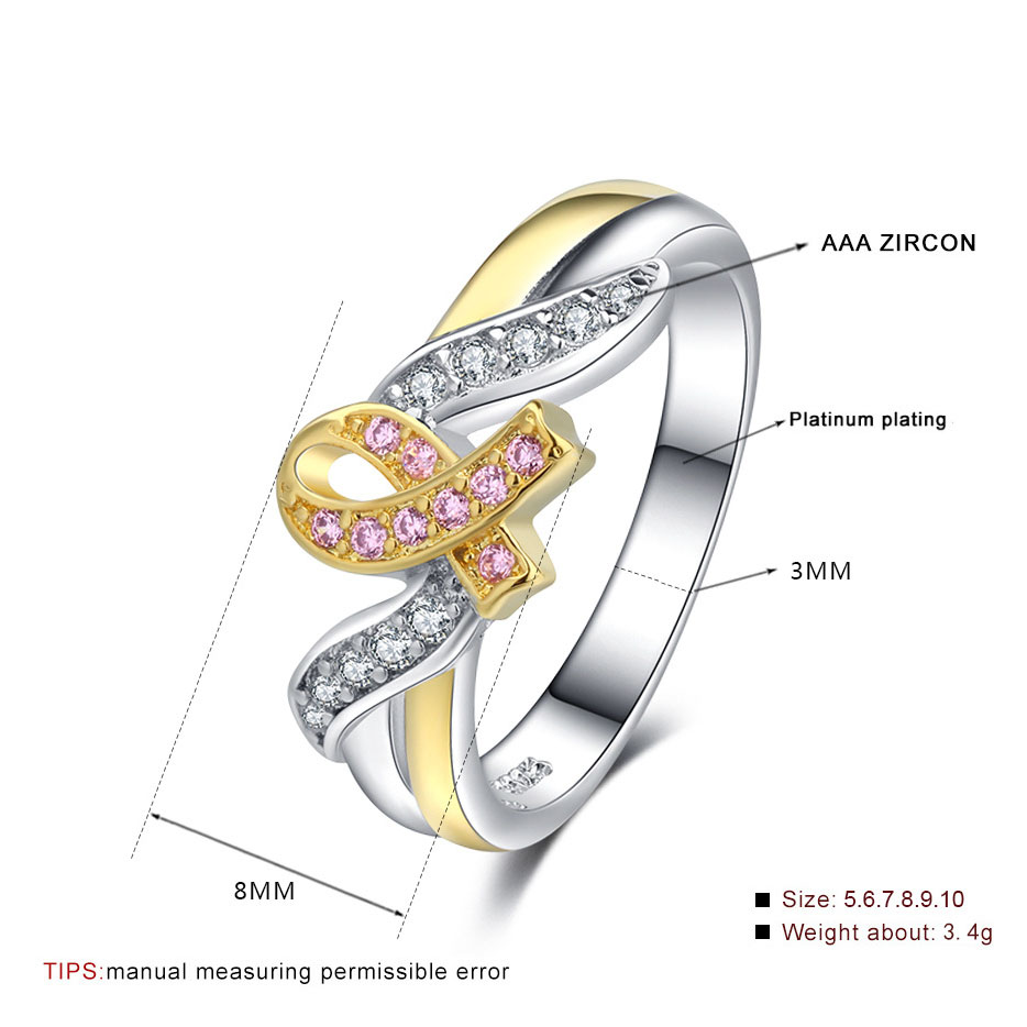 Popular 18K White Gold Plated Bow Crystal Ring for Women Ring