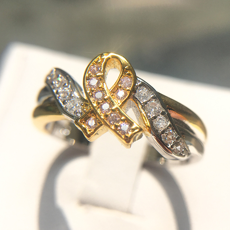 Popular 18K White Gold Plated Bow Crystal Ring for Women Ring