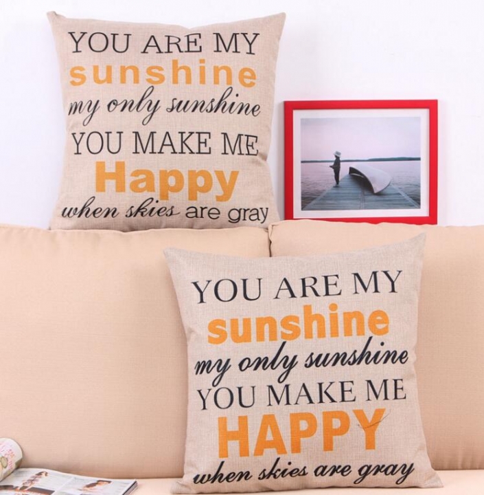 You Are My Sunshine Cotton Linen Pillow Cover