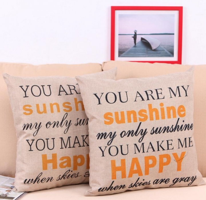 You Are My Sunshine Cotton Linen Pillow Cover