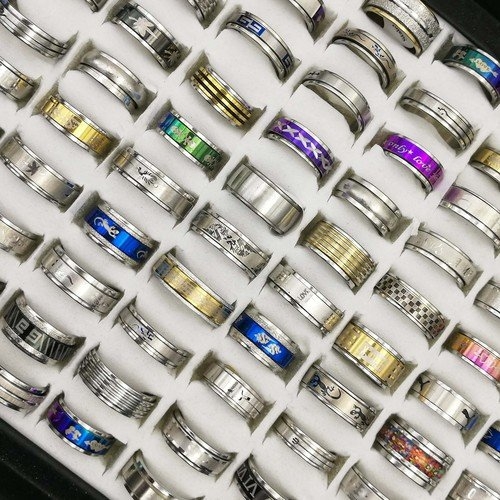 Wholesale  bulk 100pcs ring set men women unisex stainless steel