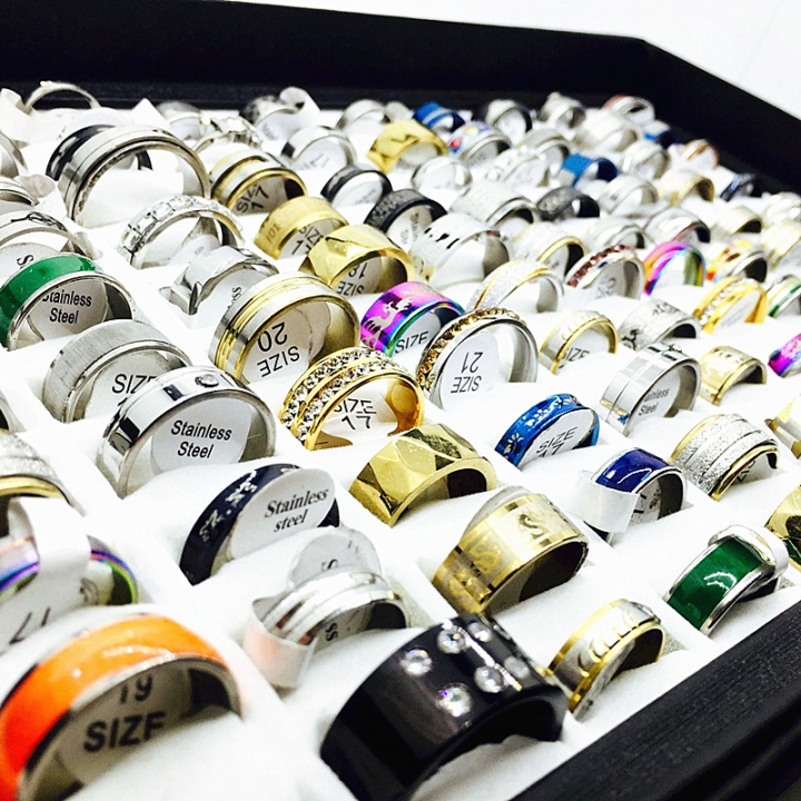 Wholesale  bulk 100pcs ring set men women unisex stainless steel
