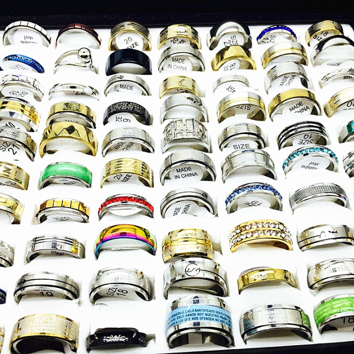 Wholesale  bulk 100pcs ring set men women unisex stainless steel