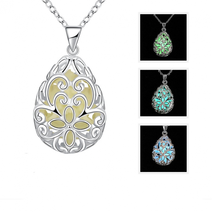 2 pcs GLOW IN THE DARK Fairy Locket Pendant Necklace / Jewellery Gift Idea Luminous