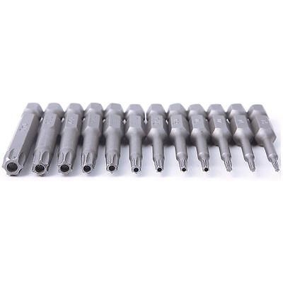12PCS 50mm 1/4 inch Hex Torx Head Screw Driver Bits Magnetic Set T5-T40
