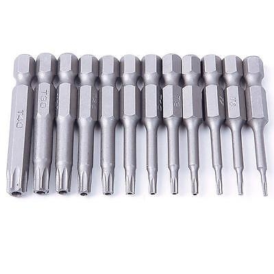 12PCS 50mm 1/4 inch Hex Torx Head Screw Driver Bits Magnetic Set T5-T40