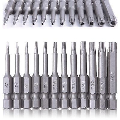 12PCS 50mm 1/4 inch Hex Torx Head Screw Driver Bits Magnetic Set T5-T40