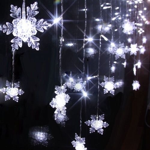 20 LED Snowflake Fairy String Curtain Window Light Christmas Wedding Party Decor