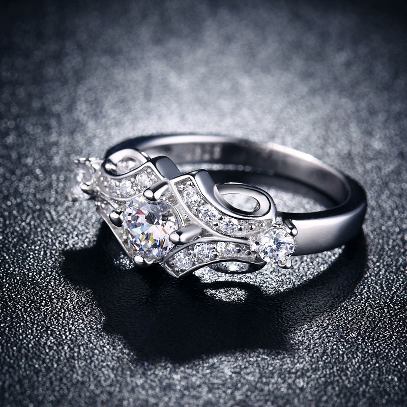 Luxurious 14K White Gold Filled Ring Wedding Engagement