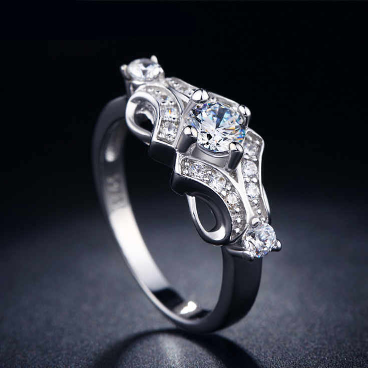 Luxurious 14K White Gold Filled Ring Wedding Engagement