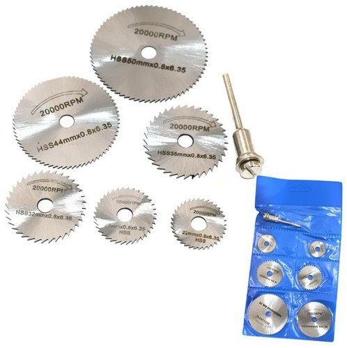 7Pcs HSS Rotary Tool Woodworking Circular Saw Blades Kit Set Dremel 1/8" Mandrel