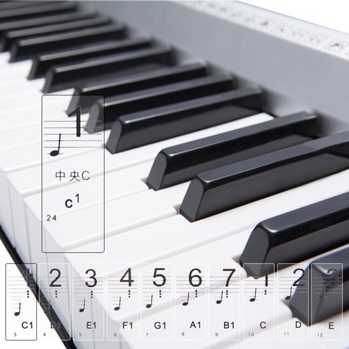 Transparent Piano Key Note Stickers for 54,61 or 88-KEY Music Keyboard Christmas gift