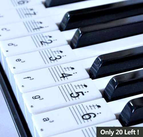 Transparent Piano Key Note Stickers for 54,61 or 88-KEY Music Keyboard Christmas gift