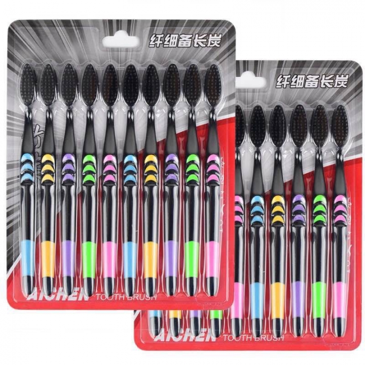 New 20pcs/set Adults Bamboo Charcoal Toothbrush Home pack Super Soft Hair Toothbrush
