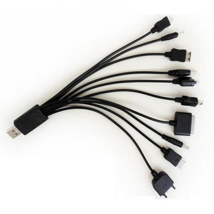 10 in 1 Universal USB Cables for Phone Multi Charger Line Black