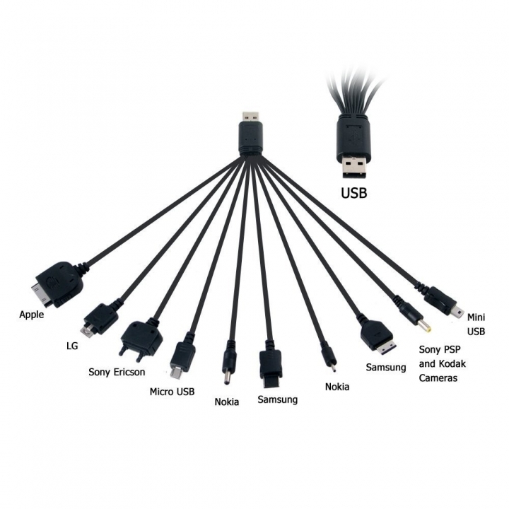 10 in 1 Universal USB Cables for Phone Multi Charger Line Black