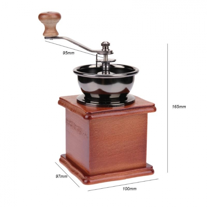 Wooden Handmade Coffee Grinder Retro Wood Design Coffee Mill Maker Stainless Steel Retro