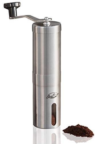 Manual Coffee Grinder, Conical Burr Mill Brushed Stainless Steel