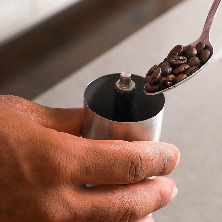 Manual Coffee Grinder, Conical Burr Mill Brushed Stainless Steel