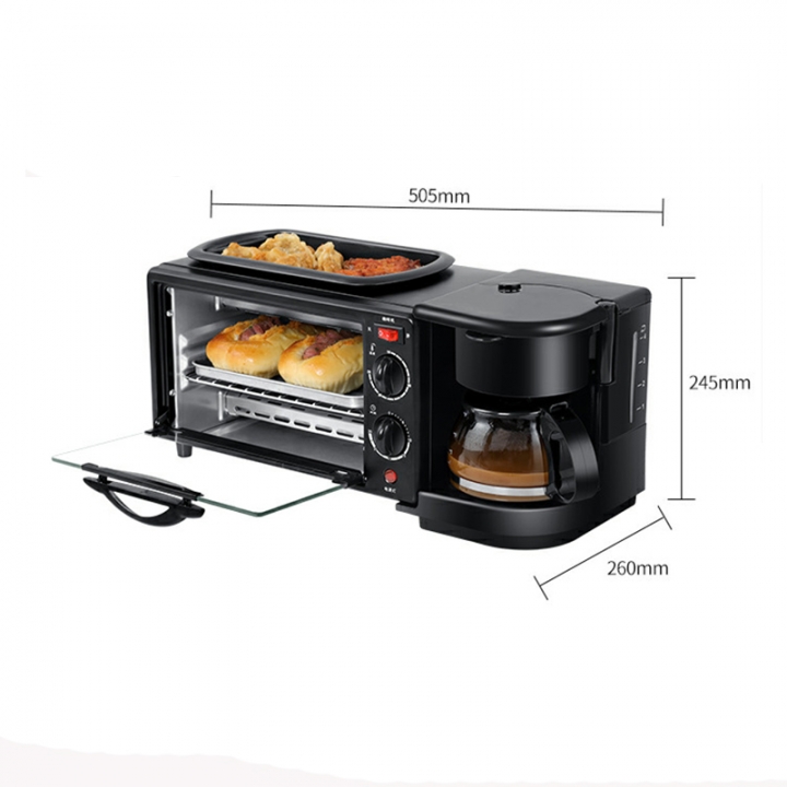 Three in one coffee maker electric oven Home breakfast machine toaster grill pan bread toaster