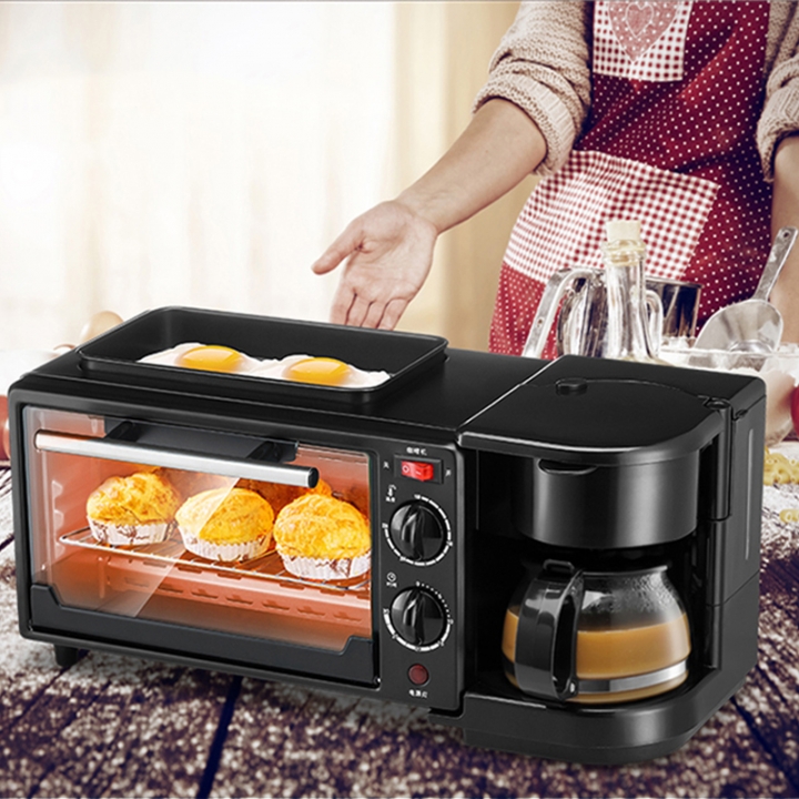 Three in one coffee maker electric oven Home breakfast machine toaster grill pan bread toaster