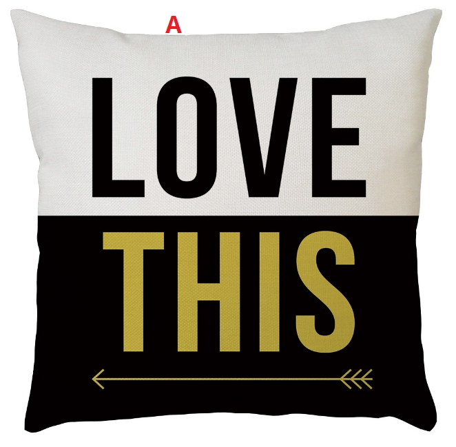 Square Pillow Cover Letter Print Bedroom Cushion Chair Seat Decorative
