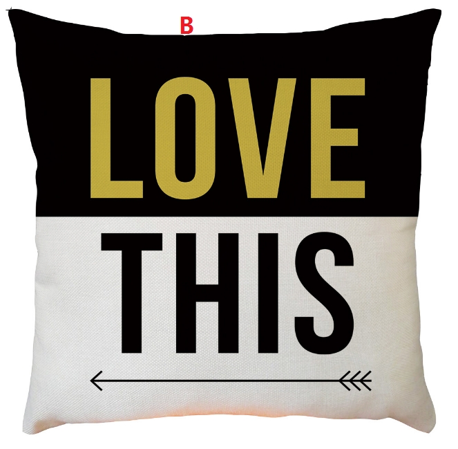 Square Pillow Cover Letter Print Bedroom Cushion Chair Seat Decorative
