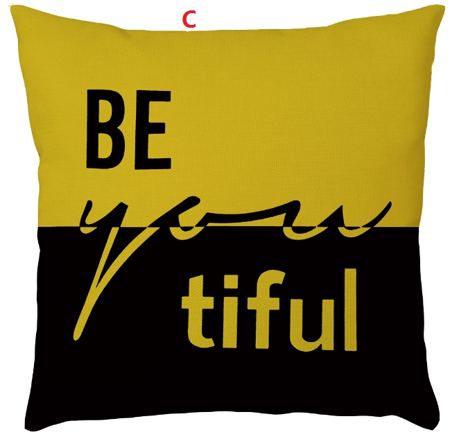 Square Pillow Cover Letter Print Bedroom Cushion Chair Seat Decorative