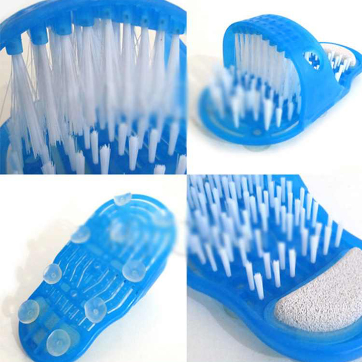 A pair  Shower Foot Feet Cleaner Scrubber Washer Easy Bath Brush Pumice Stone Massager