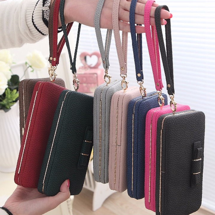 Female Famous Brand Card Holders Cellphone Pocket PU Leather Clutch Wallet Gift