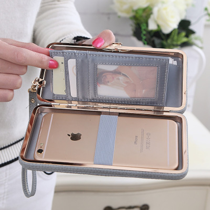 Female Famous Brand Card Holders Cellphone Pocket PU Leather Clutch Wallet Gift