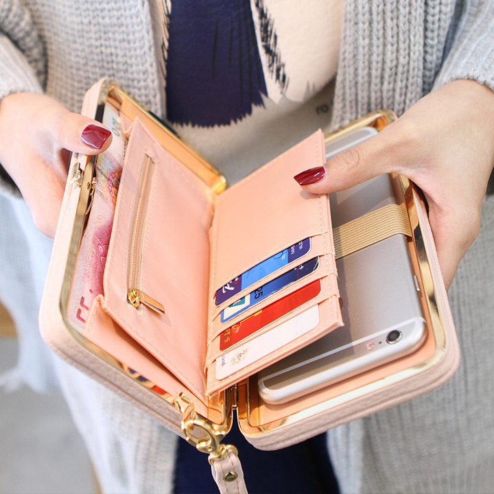 Female Famous Brand Card Holders Cellphone Pocket PU Leather Clutch Wallet Gift