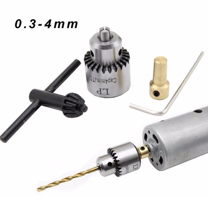 Micro Motor Drill Chucks Clamping 0.3-4mm W / Key &amp; 3.17mm 1/8 "Shaft Connecting Rod