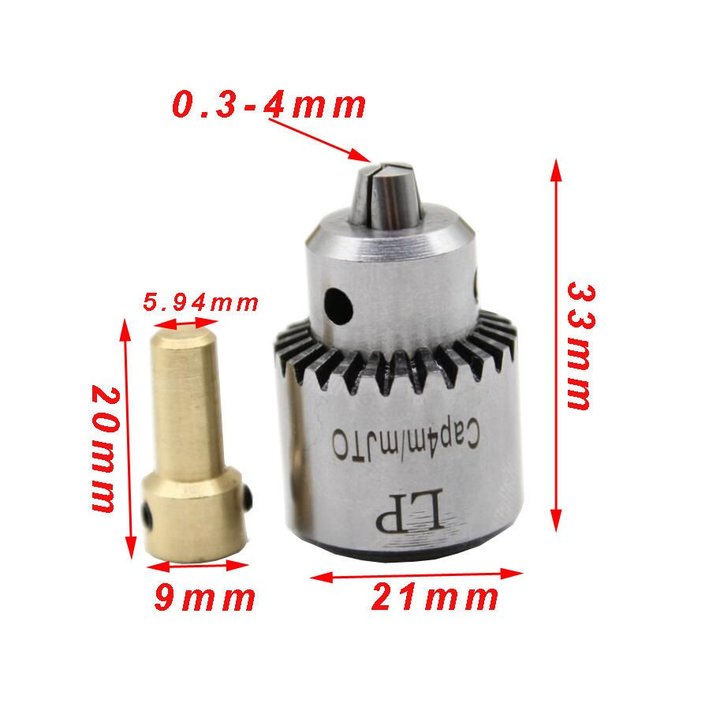 Micro Motor Drill Chucks Clamping 0.3-4mm W / Key &amp; 3.17mm 1/8 "Shaft Connecting Rod