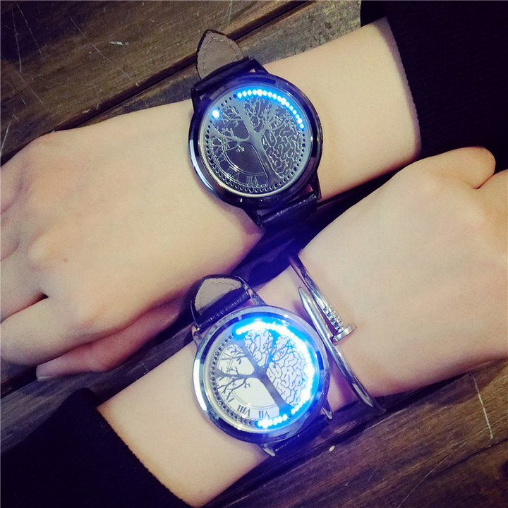 Minimalist Leather Normal Waterproof LED Watch Couple Smart Watch Electronics Casual Watches