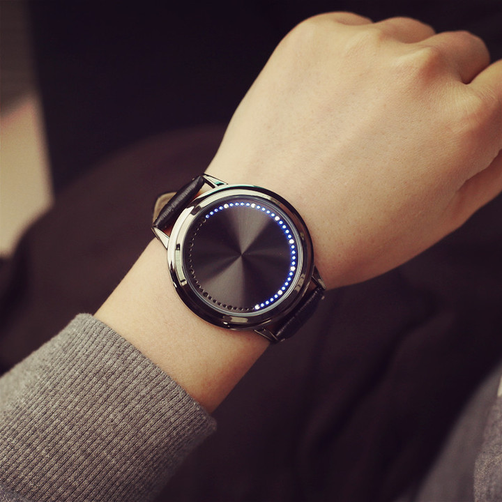 Minimalist Leather Normal Waterproof LED Watch Couple Smart Watch Electronics Casual Watches
