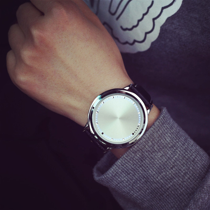 Minimalist Leather Normal Waterproof LED Watch Couple Smart Watch Electronics Casual Watches