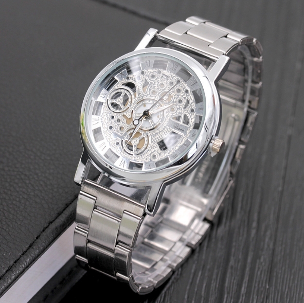 Smart Watch Holllow Stainless Quartz Watch for Men Stainless Steel Case