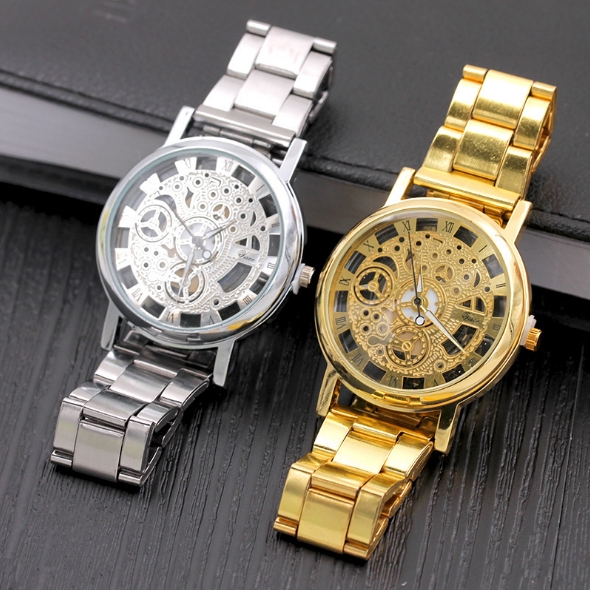 Smart Watch Holllow Stainless Quartz Watch for Men Stainless Steel Case