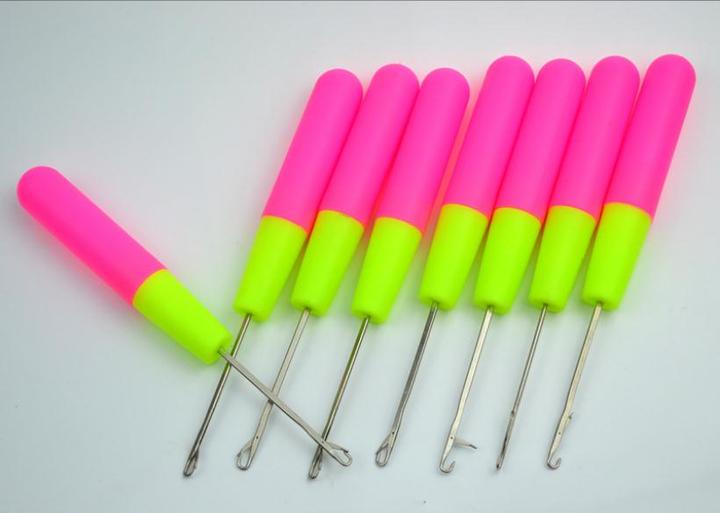 10PCS Plastic Handle Crochet Hair Needle Wig Tools Removable Crochet Needle Hair Braiding Hook