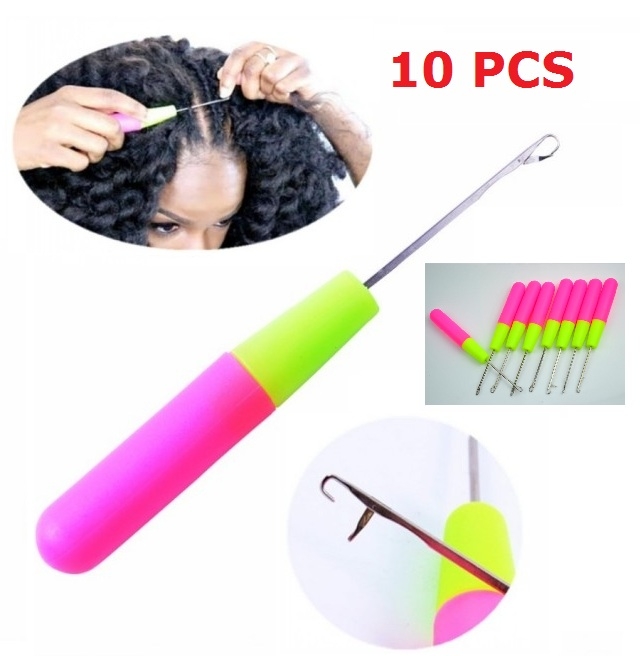 10PCS Plastic Handle Crochet Hair Needle Wig Tools Removable Crochet Needle Hair Braiding Hook
