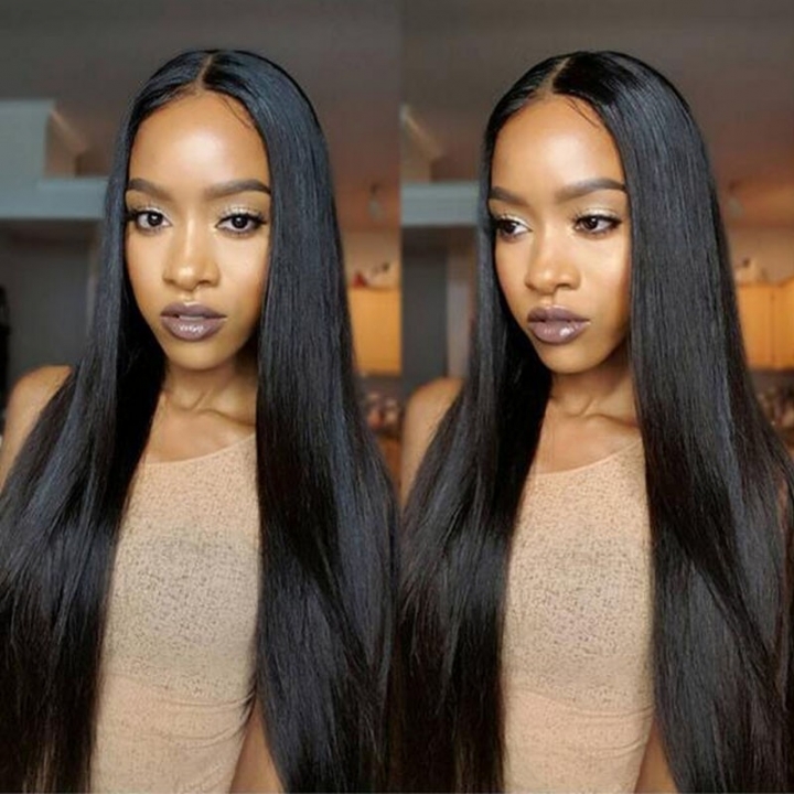 Queenlike Products Human Hair Wigs Weave High Quality Non Remy Brazilian Straight Hair Black 26inch