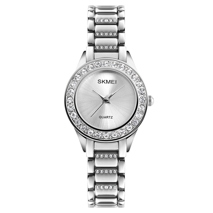 SKMEI Women Fashion Watch Stainless Steel Strap Quartz Watch Ladies Waterproof Casual Wristwatch