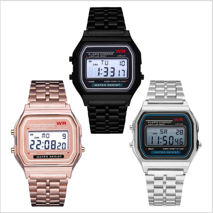 Vintage Sports Watches Best Sell for Unisex Gold Silver Digital Wrist Watches
