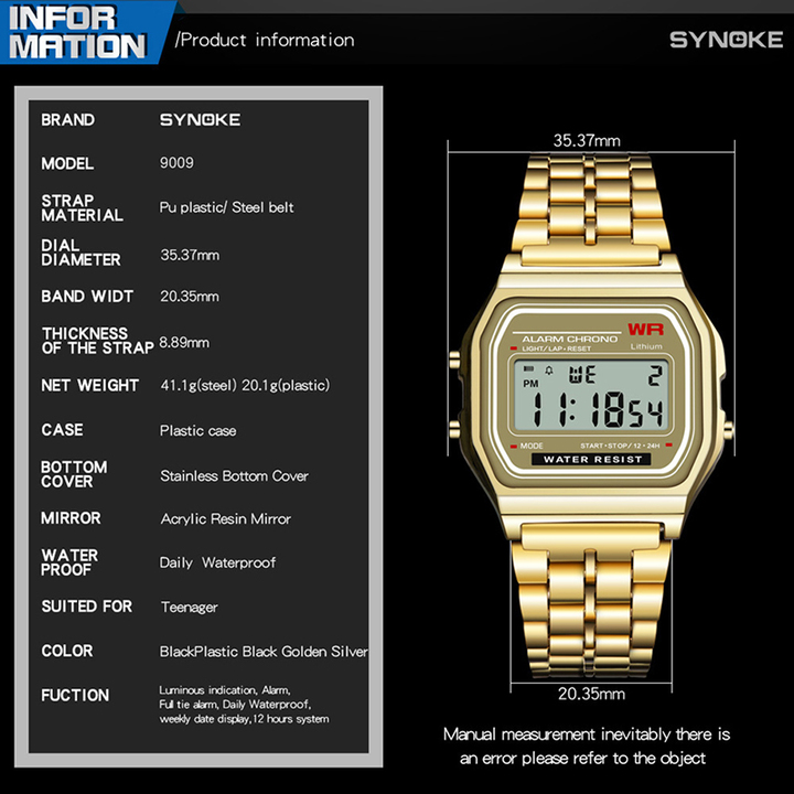 Vintage Sports Watches Best Sell for Unisex Gold Silver Digital Wrist Watches