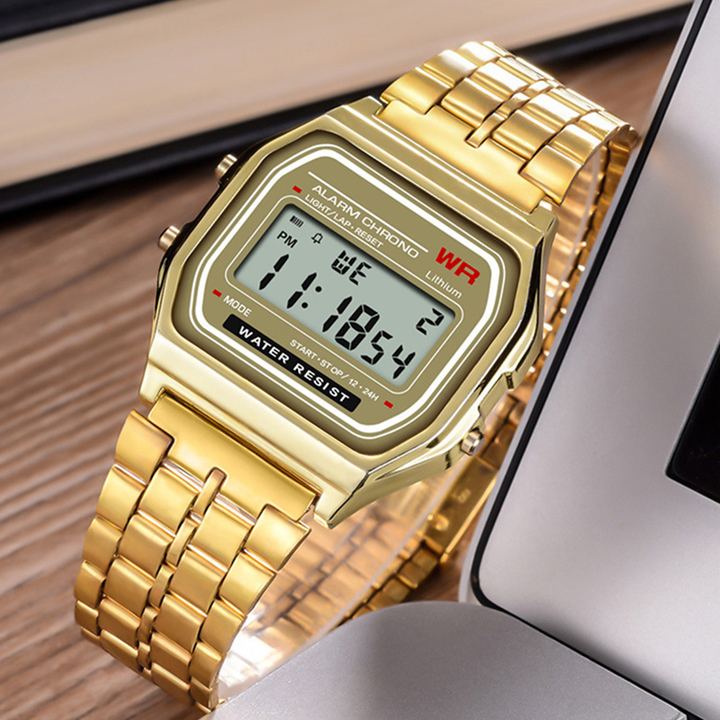 Vintage Sports Watches Best Sell for Unisex Gold Silver Digital Wrist Watches